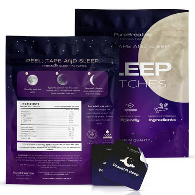 PureBreathe Revixa Sleep Patches and Tape shown, natural sleep aid patches for relaxation and improved sleep quality.