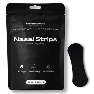 PureBreathe Performance+ Nasal Strips from Revixa Tape, designed to improve airflow and breathing during athletic recovery.